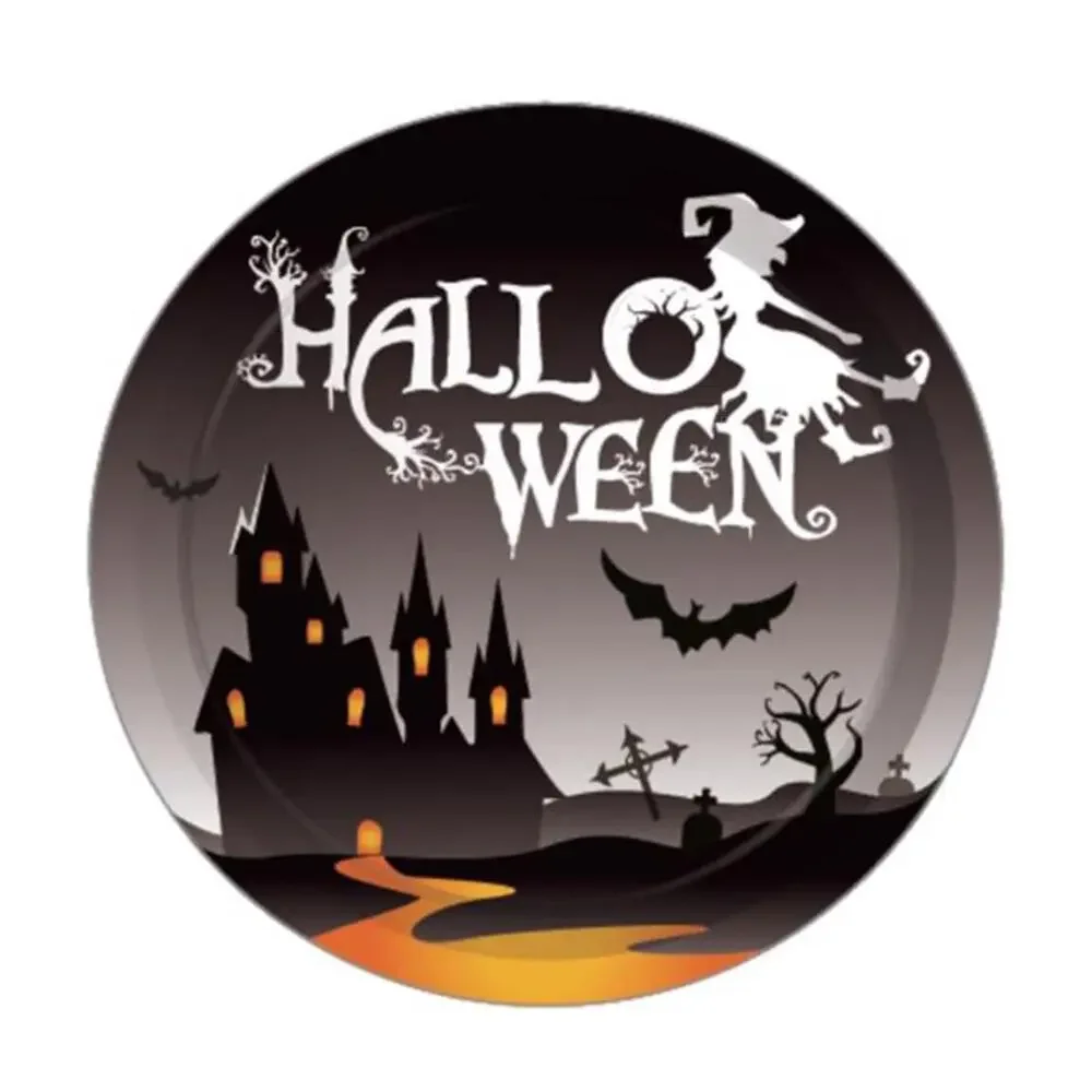 113PCS Halloween Party Supplies Disposable Paper Plates, Cups, Napkins, & Straws